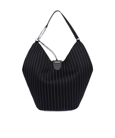 Dondup Large Pinstripe Tote Bag In White