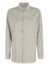 Dondup Sage Long-sleeved Shirt With Classic Collar In Gray