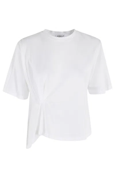 Dondup Boxy White T-shirt With Unique Draping Detail