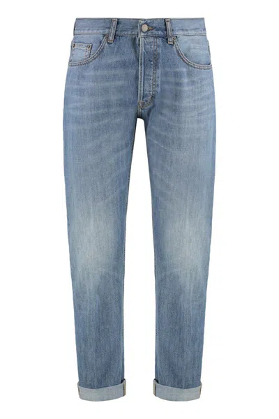 Dondup Bray Regular Fit Jeans With Roll-up Ankle Cuffs In Blue