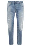 Dondup Brighton Carrot Fit Darned Light Blue Denim Jeans In Blue