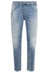 Dondup Brighton Carrot Fit Darned Light Blue Denim Jeans In Blue