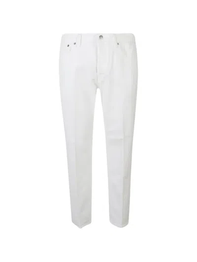 Dondup Logo-detail Straight-leg Cotton Jeans In White