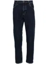 Dondup Relaxed-fit Cotton Pants With Five-pocket Design And Contrasting Patch In Blue