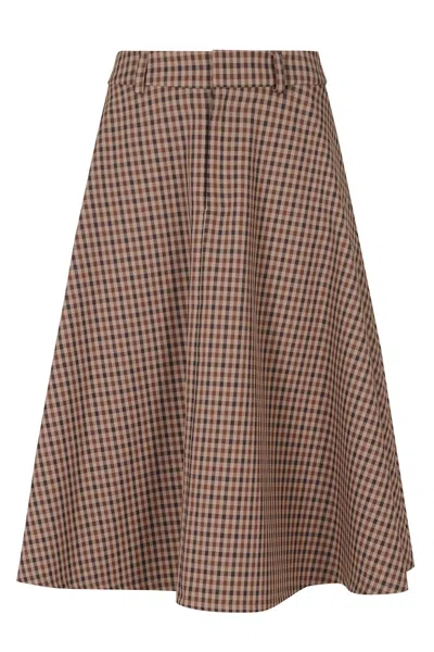 Dondup Brown Check Flared Flared Skirt
