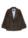 Dondup Herringbone-pattern Button Coat In Brown