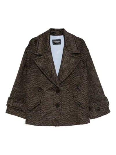 DONDUP Brown coat with herringbone pattern DONDUP