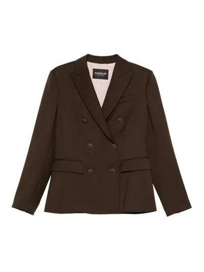 DONDUP BROWN DOUBLE-BREASTED JACKET