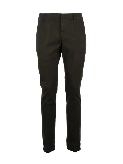Dondup Brown Gaubert Faux-leather Effect Stretch Cotton Trousers In Black