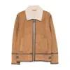 Dondup Caramel Shearling Jacket In Burgundy