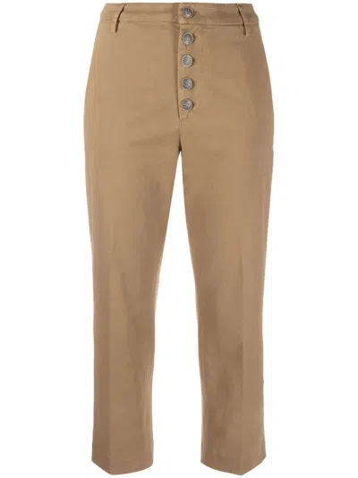 Dondup Brown Stretch-cotton Trousers In Beige