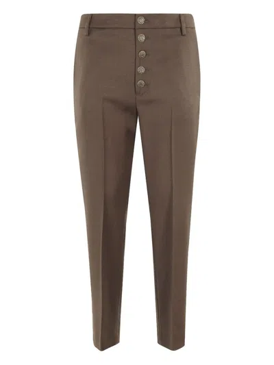 DONDUP BROWN TROUSERS WITH BUTTONS