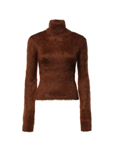 Dondup Brushed-effect Roll-neck Sweater In Brown