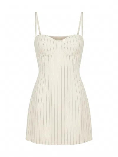 Dondup Pinstriped Dress In White
