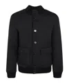 Dondup Ribbed Elastic Neoprene Bomber Jacket With D Logo Detail