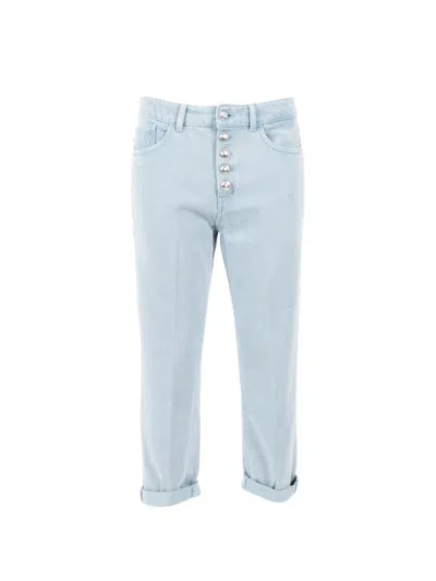 Dondup Button Cropped Jeans In Blue