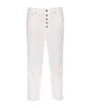 Dondup Cropped Cotton-blend Denim Jeans With Button Detailing In White