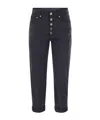 Dondup Fitted High-waist Cropped Trousers With Decorative Buttons