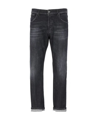 Dondup Button Detailed Straight Leg Jeans In Black