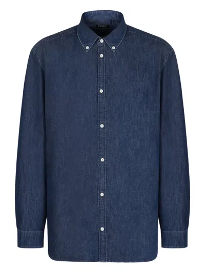Dondup Button-down Denim Shirt In Blue