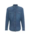 Dondup Button-down Denim Shirt With Chest Pockets And Structured Collar In Blue