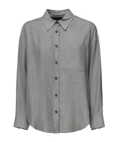 Dondup Button-down Long-sleeved Shirt In Gray