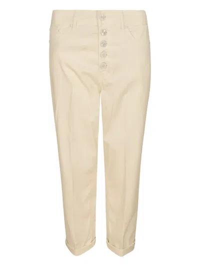 Dondup Button-fastening Cropped Trousers In Neutral