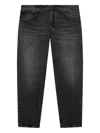 Dondup Straight-leg Black Denim Trousers With Five-pocket Design In Black