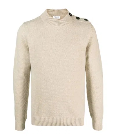 Dondup Button-fastening Knitted Jumper In Neutral