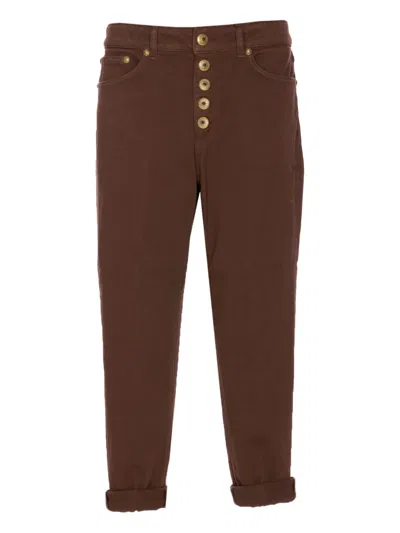 DONDUP BUTTON-FASTENING LOGO-PATCH JEANS