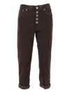 Dondup High-waisted Tapered Pants With Decorative Buttons In Brown