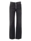 Dondup High-waisted Wide-leg Jeans With Decorative Button Fly In Blue