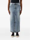 Dondup Button-front Frayed Denim Maxi Skirt