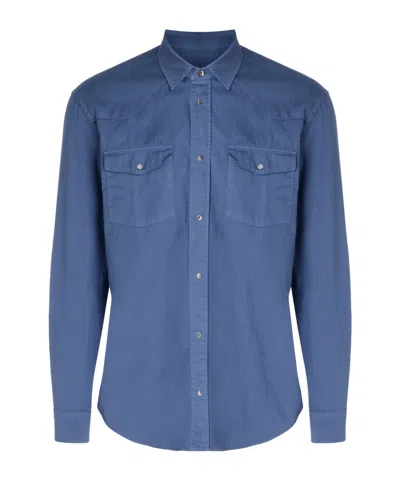 Dondup Button Front Shirt In Blue