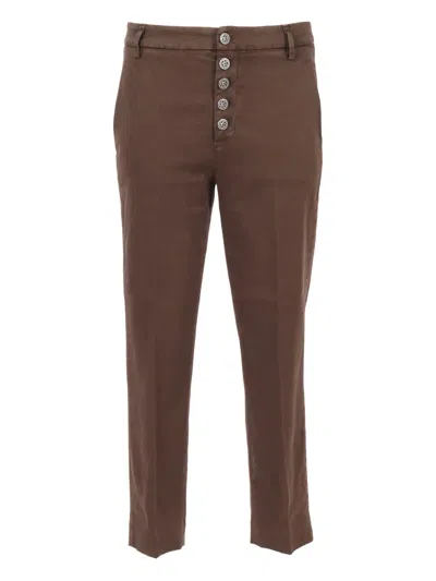 DONDUP BUTTON-FRONT STRAIGHT TROUSERS