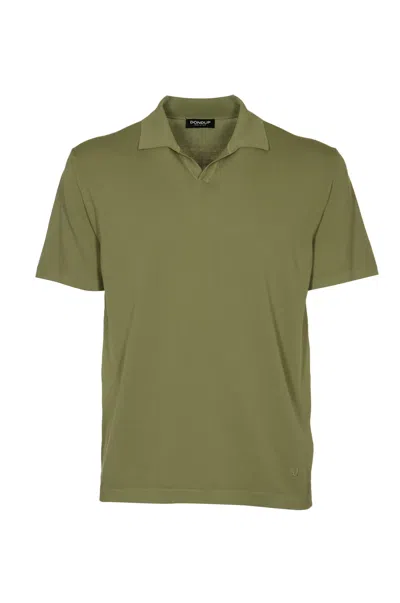 Dondup Button-less Polo Shirt In Green