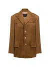 Dondup Button Suede Blazer In Brown