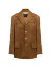 Dondup Button Suede Blazer In Brown