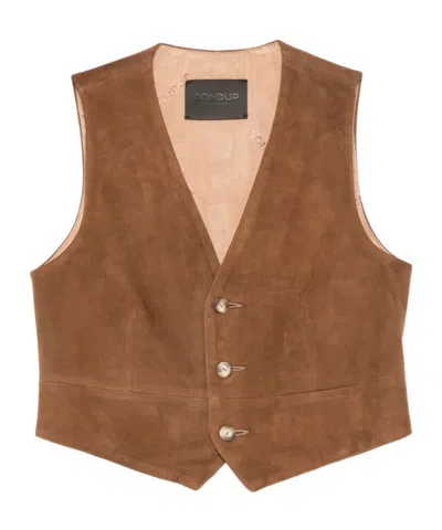 Dondup V-neck Waistcoat In Brown