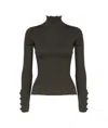 Dondup Fitted Turtleneck With Buttons On The Sleeves In Black