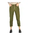 Dondup Button-up Corduroy Cropped Trousers In Green