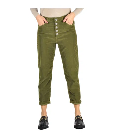 Dondup Button-up Corduroy Cropped Trousers In Green