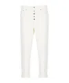 Dondup Cropped Cotton-blend Denim Jeans With Button Detailing In White