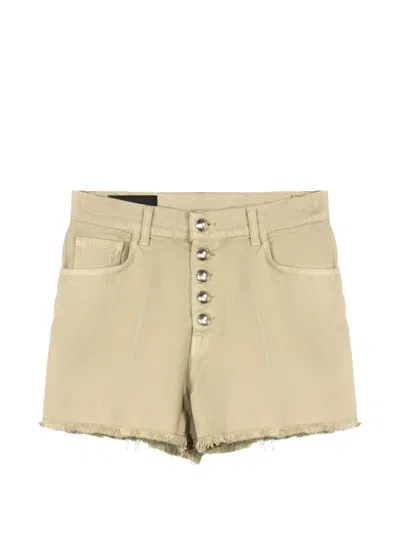 Dondup Buttoned Frayed Shorts In Neutral