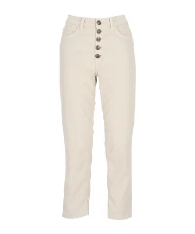 Dondup Buttoned Straight-leg Trousers In White