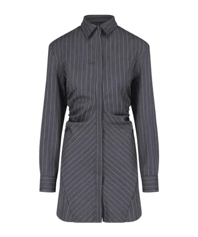 Dondup Buttoned Striped Shirt Dress In Black