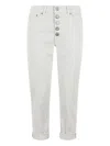 Dondup Cropped Cotton-blend Denim Jeans With Button Detailing In Grey