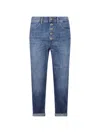 Dondup Button-fly Cropped Jeans In Blue