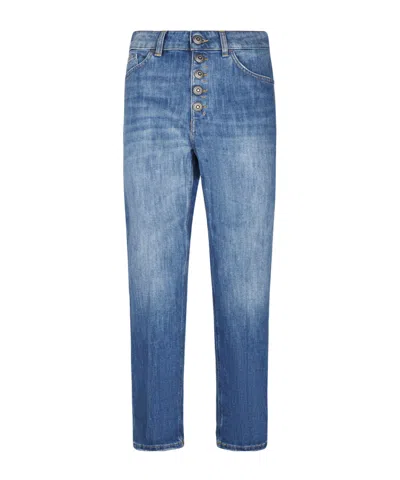 Dondup Button-fly Cropped Jeans In Blue