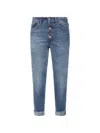 Dondup Button-fly Whiskered Jeans In Blue